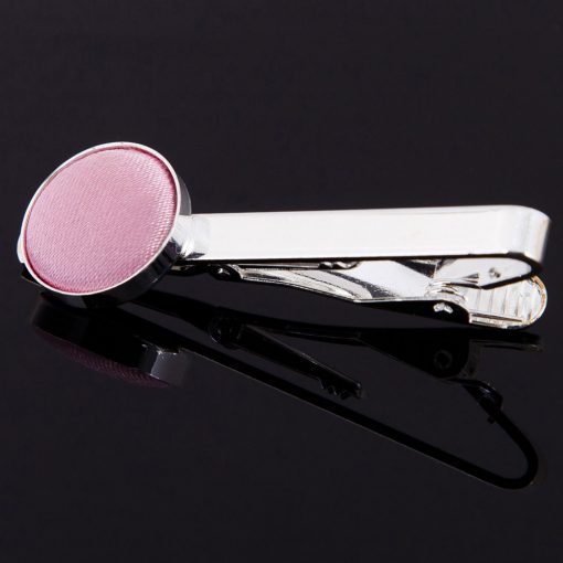 Baby Pink Satin Inlay Tie Clip