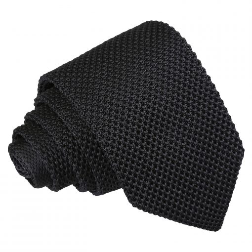 Black Knitted Slim Tie