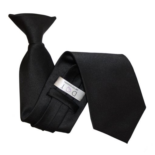 Black Satin Clip On Tie