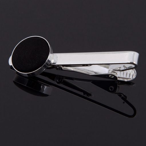 Black Satin Inlay Tie Clip