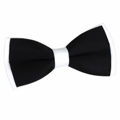 Black & White Satin Pre-Tied Bow Tie