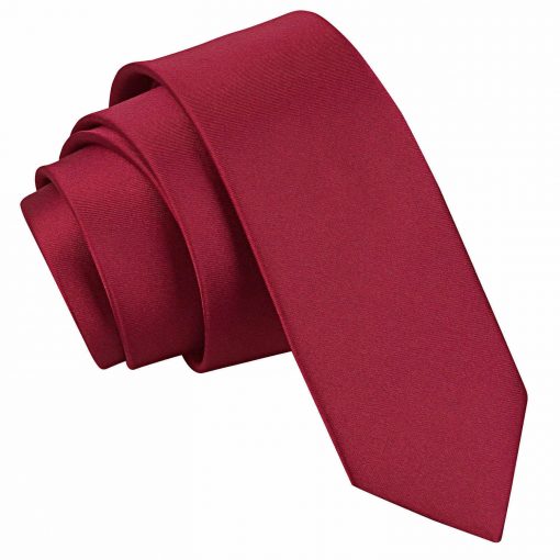 Burgundy Satin Skinny Tie