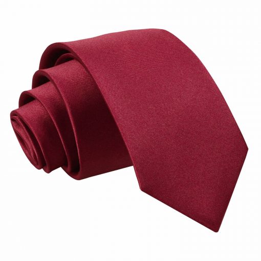 Burgundy Satin Slim Tie