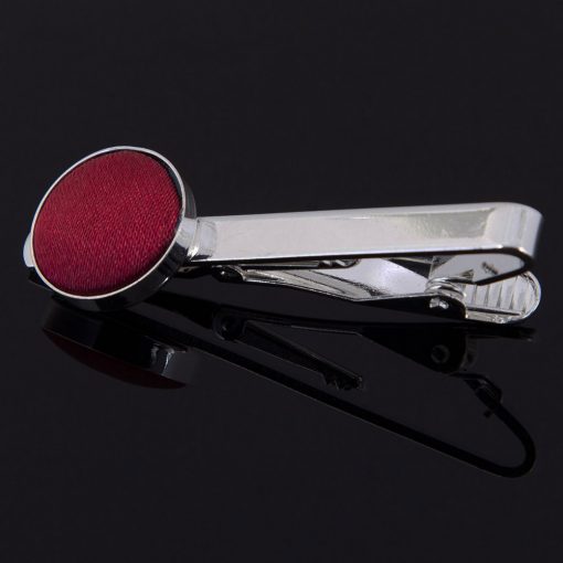 Burgundy Satin Inlay Tie Clip