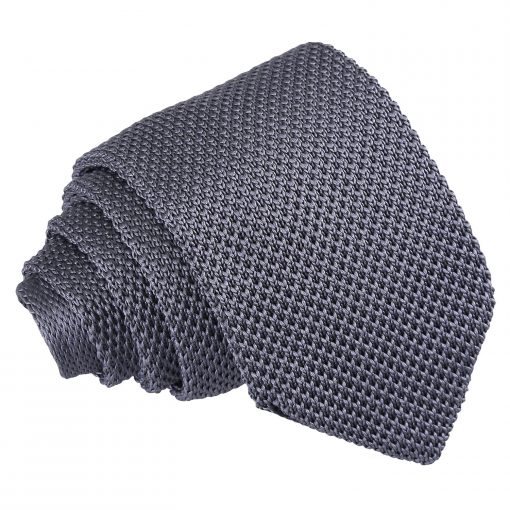 Charcoal Knitted Slim Tie