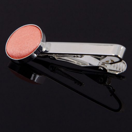 Coral Satin Inlay Tie Clip