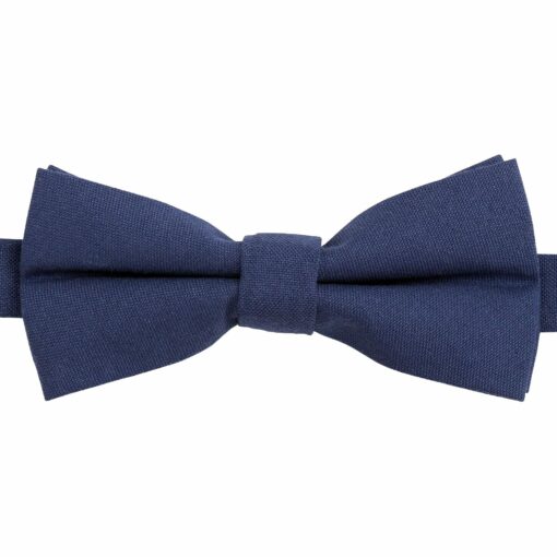 Classic Blue Plain Cotton Pre-Tied Thistle Bow Tie