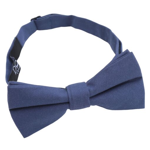 Classic Blue Plain Cotton Pre-Tied Thistle Bow Tie