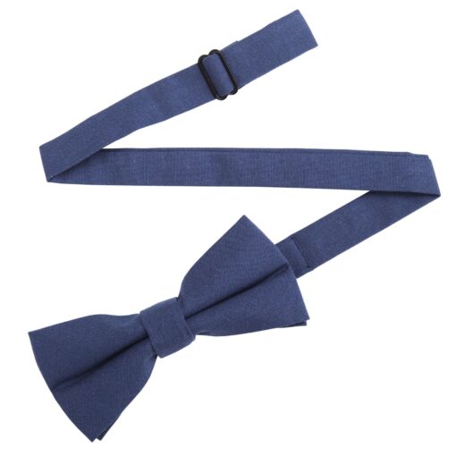 Classic Blue Plain Cotton Pre-Tied Thistle Bow Tie