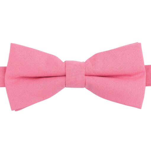 Pink Plain Cotton Pre-Tied Bow Tie