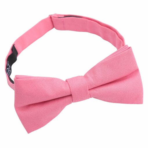 Pink Plain Cotton Pre-Tied Bow Tie