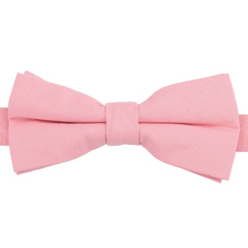 Powder Pink Plain Cotton Pre-Tied Bow Tie