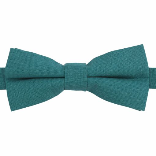 Teal Plain Cotton Pre-Tied Bow Tie