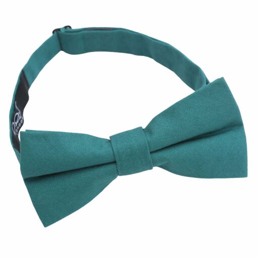 Teal Plain Cotton Pre-Tied Bow Tie