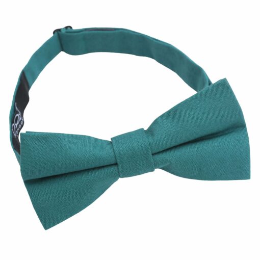 Teal Plain Cotton Pre-Tied Thistle Bow Tie