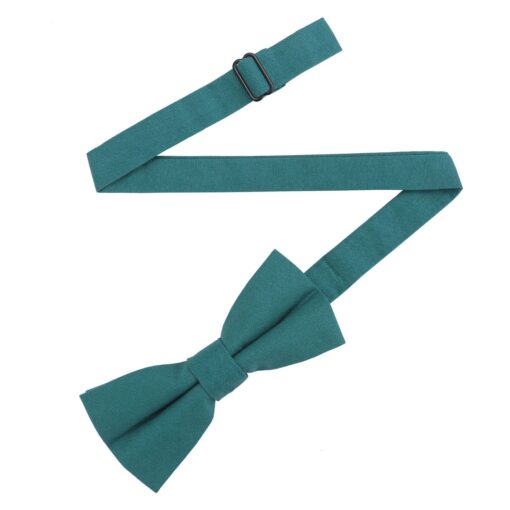 Teal Plain Cotton Pre-Tied Bow Tie
