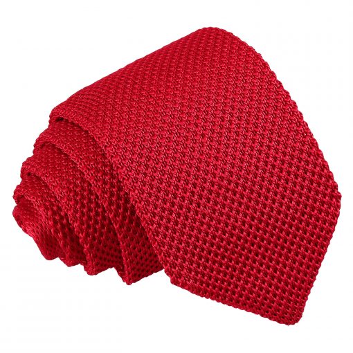 Crimson Red Knitted Slim Tie