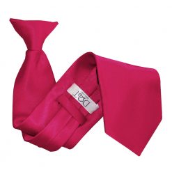 Crimson Red Satin Clip On Tie