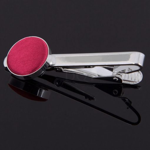 Crimson Red Satin Inlay Tie Clip