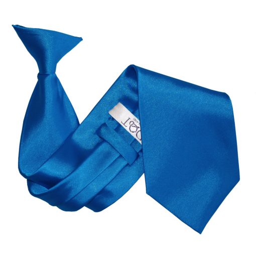 Electric Blue Satin Clip On Tie