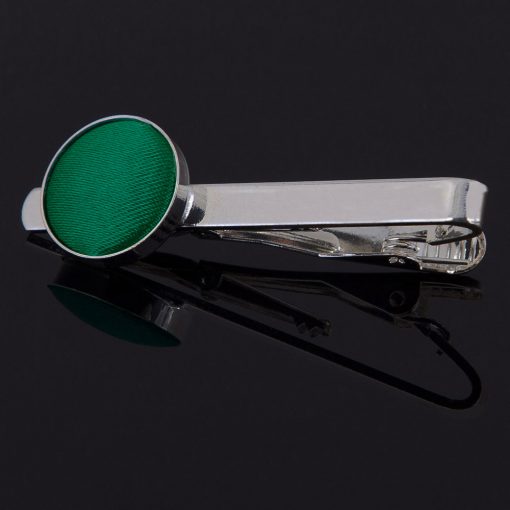 Emerald Green Satin Inlay Tie Clip