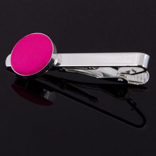 Hot Pink Satin Inlay Tie Clip