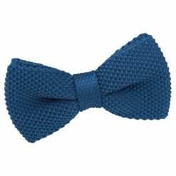 Cerulean Blue Knitted Pre-Tied Thistle Bow Tie