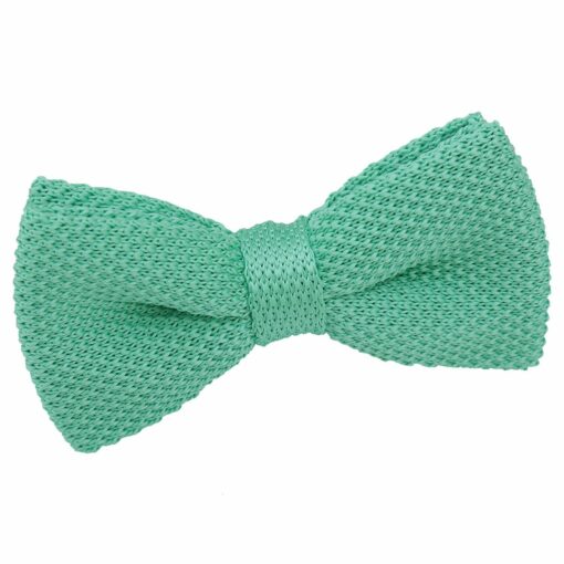 Aquamarine Green Knitted Pre-Tied Thistle Bow Tie