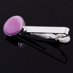 Lilac Satin Inlay Tie Clip