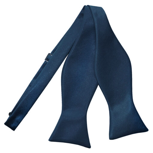 Navy Blue Satin Self Tie Bow Tie
