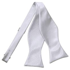 Silver Satin Self Tie Bow Tie