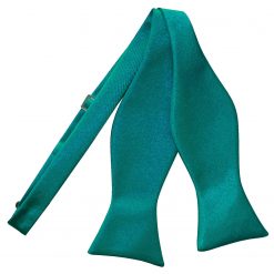 Teal Satin Self Tie Thistle Bow Tie