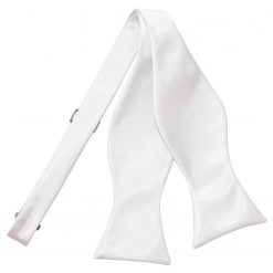 White Satin Self Tie Thistle Bow Tie