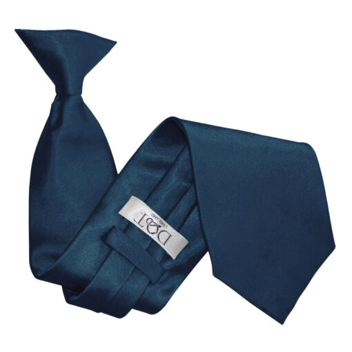 Navy Blue Satin Clip On Tie