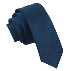 Navy Blue Satin Skinny Tie