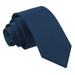 Navy Blue Satin Slim Tie