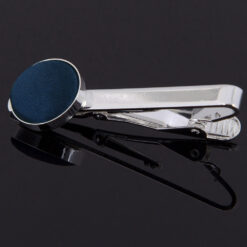 Navy Blue Satin Inlay Tie Clip