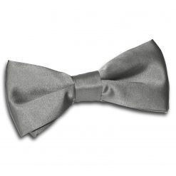 Platinum Satin Pre-Tied Thistle Bow Tie