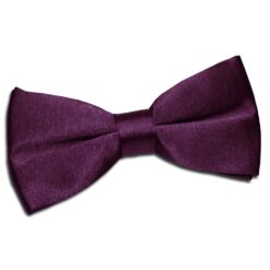 Plum Satin Pre-Tied Bow Tie