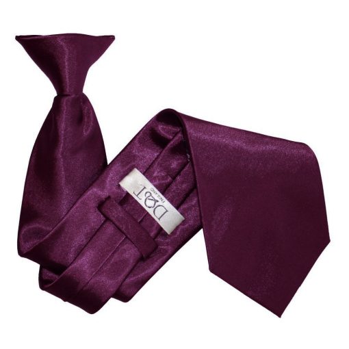 Plum Satin Clip On Tie