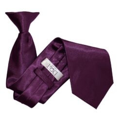 Plum Satin Clip On Tie