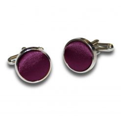 Plum Satin Inlay Silver Plated Cufflinks