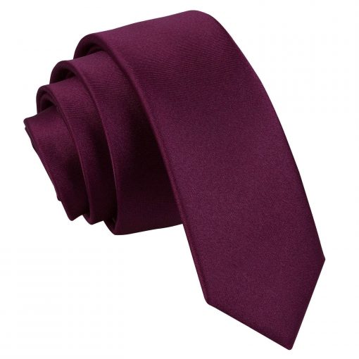 Plum Satin Skinny Tie