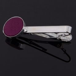 Plum Satin Inlay Tie Clip