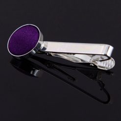 Purple Satin Inlay Tie Clip