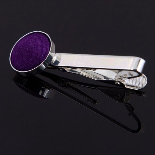 Purple Satin Inlay Tie Clip