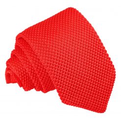 Red Knitted Slim Tie