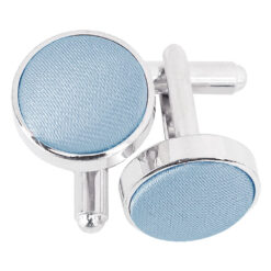 Dusty Blue Satin Inlay Silver Plated Cufflinks