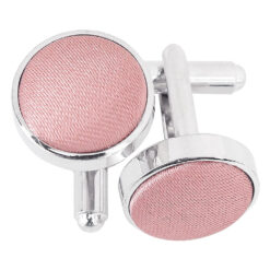 Dusty Pink Satin Inlay Silver Plated Cufflinks