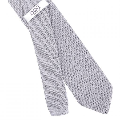 Silver Knitted Slim Tie